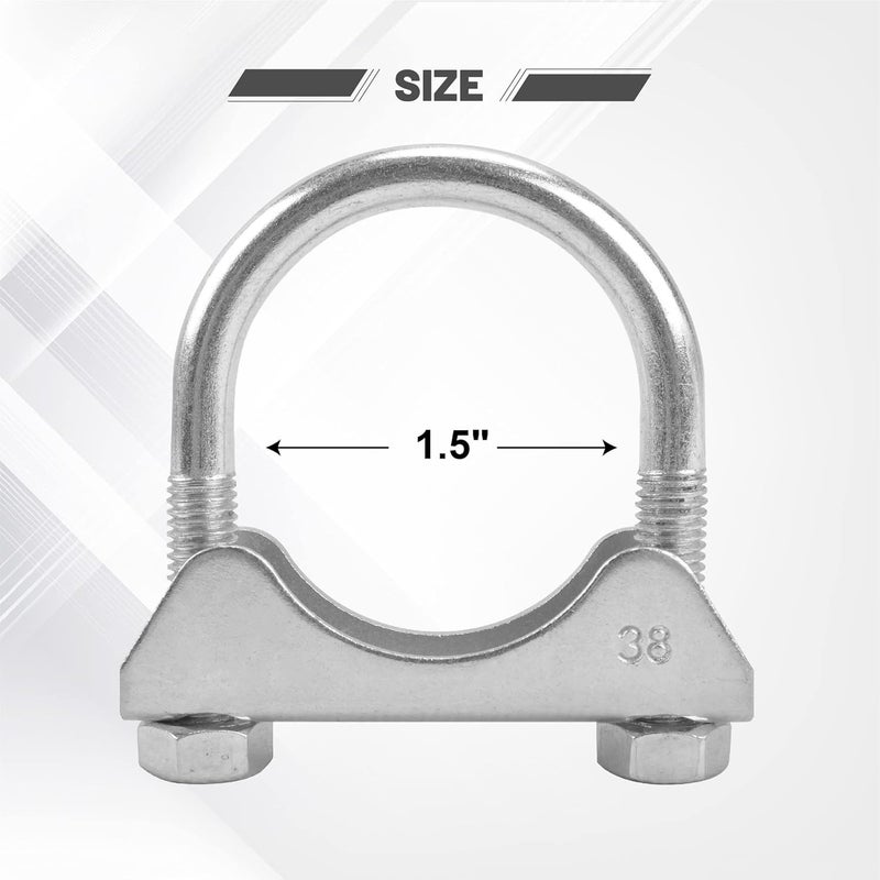 GESEXI 1.5" U-shaped Exhaust Pipe Clamp Mild Steel Muffler Exhaust Clamps with Anti-Rust Coat Pack of 2 - Image 2